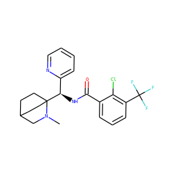 CN1CC2CCC1([C@H](NC(=O)c1cccc(C(F)(F)F)c1Cl)c1ccccn1)CC2 ZINC000141541412