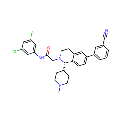 CN1CCC([C@H]2c3ccc(-c4cccc(C#N)c4)cc3CCN2CC(=O)Nc2cc(Cl)cc(Cl)c2)CC1 ZINC000003987151