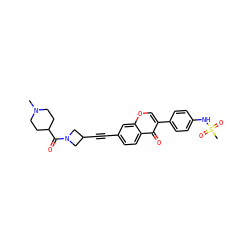 CN1CCC(C(=O)N2CC(C#Cc3ccc4c(=O)c(-c5ccc(NS(C)(=O)=O)cc5)coc4c3)C2)CC1 ZINC000169700865