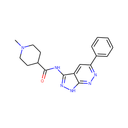 CN1CCC(C(=O)Nc2n[nH]c3nnc(-c4ccccc4)cc23)CC1 ZINC000013489660