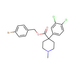 CN1CCC(C(=O)OCc2ccc(Br)cc2)(c2ccc(Cl)c(Cl)c2)CC1 ZINC000064549249