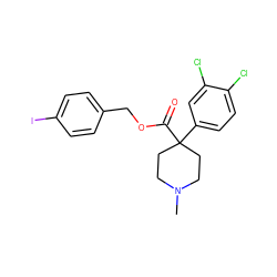 CN1CCC(C(=O)OCc2ccc(I)cc2)(c2ccc(Cl)c(Cl)c2)CC1 ZINC000064559534