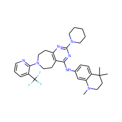 CN1CCC(C)(C)c2ccc(Nc3nc(N4CCCCC4)nc4c3CCN(c3ncccc3C(F)(F)F)CC4)cc21 ZINC000144447691