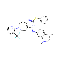 CN1CCC(C)(C)c2ccc(Nc3nc(Sc4ccccc4)nc4c3CCN(c3ncccc3C(F)(F)F)CC4)cc21 ZINC000200430531