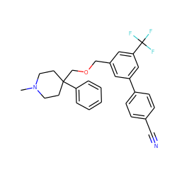 CN1CCC(COCc2cc(-c3ccc(C#N)cc3)cc(C(F)(F)F)c2)(c2ccccc2)CC1 ZINC000137680738