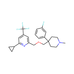 CN1CCC(COCc2cc(C(F)(F)F)cc(C3CC3)n2)(c2cccc(F)c2)CC1 ZINC000095589382