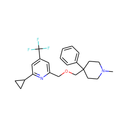 CN1CCC(COCc2cc(C(F)(F)F)cc(C3CC3)n2)(c2ccccc2)CC1 ZINC000043207046