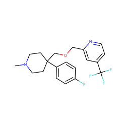 CN1CCC(COCc2cc(C(F)(F)F)ccn2)(c2ccc(F)cc2)CC1 ZINC000095592684