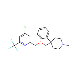 CN1CCC(COCc2cc(Cl)cc(C(F)(F)F)n2)(c2ccccc2)CC1 ZINC000095587705