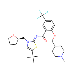 CN1CCC(COc2ccc(C(F)(F)F)cc2C(=O)/N=c2\sc(C(C)(C)C)cn2C[C@H]2CCCO2)CC1 ZINC000168349805