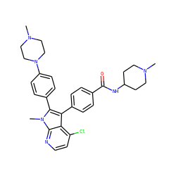 CN1CCC(NC(=O)c2ccc(-c3c(-c4ccc(N5CCN(C)CC5)cc4)n(C)c4nccc(Cl)c34)cc2)CC1 ZINC001772626350