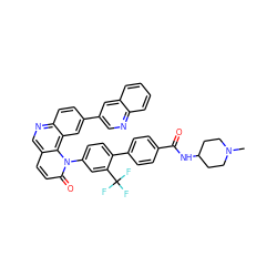 CN1CCC(NC(=O)c2ccc(-c3ccc(-n4c(=O)ccc5cnc6ccc(-c7cnc8ccccc8c7)cc6c54)cc3C(F)(F)F)cc2)CC1 ZINC000072175695