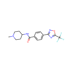 CN1CCC(NC(=O)c2ccc(-c3noc(C(F)(F)F)n3)cc2)CC1 ZINC000142891152