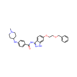 CN1CCC(Nc2ccc(C(=O)Nc3n[nH]c4cc(OCCOCc5ccccc5)ccc34)cc2)CC1 ZINC000144878035