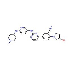 CN1CCC(Nc2ccc(Nc3nccc(-c4ccc(N5CC[C@H](O)C5)c(C#N)c4)n3)cn2)CC1 ZINC000219413102