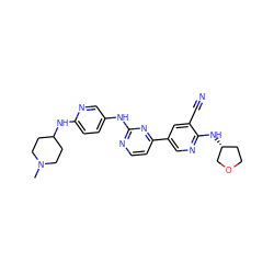 CN1CCC(Nc2ccc(Nc3nccc(-c4cnc(N[C@@H]5CCOC5)c(C#N)c4)n3)cn2)CC1 ZINC000223221156