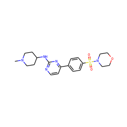 CN1CCC(Nc2nccc(-c3ccc(S(=O)(=O)N4CCOCC4)cc3)n2)CC1 ZINC000071296646