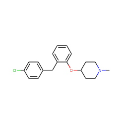 CN1CCC(Oc2ccccc2Cc2ccc(Cl)cc2)CC1 ZINC001772614932