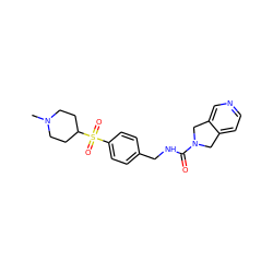 CN1CCC(S(=O)(=O)c2ccc(CNC(=O)N3Cc4ccncc4C3)cc2)CC1 ZINC000096283088