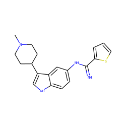 CN1CCC(c2c[nH]c3ccc(NC(=N)c4cccs4)cc23)CC1 ZINC000034805846