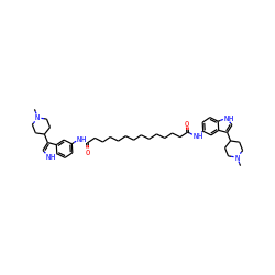 CN1CCC(c2c[nH]c3ccc(NC(=O)CCCCCCCCCCCCC(=O)Nc4ccc5[nH]cc(C6CCN(C)CC6)c5c4)cc23)CC1 ZINC000049888980