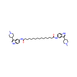 CN1CCC(c2c[nH]c3ccc(NC(=O)CCCCCCCCCCCCCCC(=O)Nc4ccc5[nH]cc(C6CCN(C)CC6)c5c4)cc23)CC1 ZINC000049889416