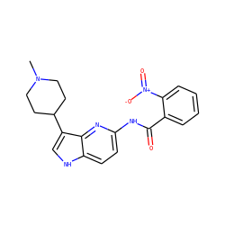 CN1CCC(c2c[nH]c3ccc(NC(=O)c4ccccc4[N+](=O)[O-])nc23)CC1 ZINC000013523643
