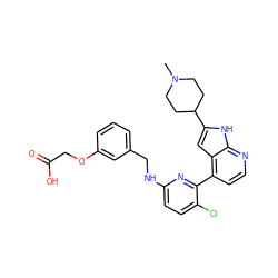 CN1CCC(c2cc3c(-c4nc(NCc5cccc(OCC(=O)O)c5)ccc4Cl)ccnc3[nH]2)CC1 ZINC000226093994