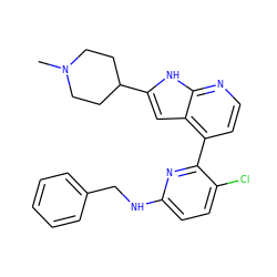 CN1CCC(c2cc3c(-c4nc(NCc5ccccc5)ccc4Cl)ccnc3[nH]2)CC1 ZINC000220144121