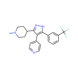 CN1CCC(c2n[nH]c(-c3cccc(C(F)(F)F)c3)c2-c2ccncc2)CC1 ZINC000049072964