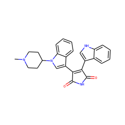 CN1CCC(n2cc(C3=C(c4c[nH]c5ccccc45)C(=O)NC3=O)c3ccccc32)CC1 ZINC000013489990