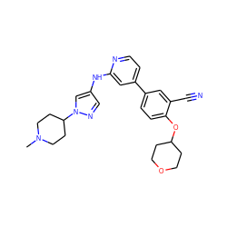 CN1CCC(n2cc(Nc3cc(-c4ccc(OC5CCOCC5)c(C#N)c4)ccn3)cn2)CC1 ZINC000206638350