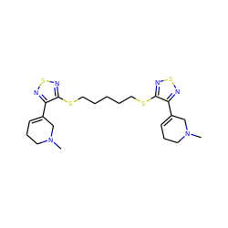 CN1CCC=C(c2nsnc2SCCCCCSc2nsnc2C2=CCCN(C)C2)C1 ZINC000001536413