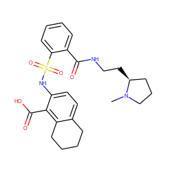 CN1CCC[C@@H]1CCNC(=O)c1ccccc1S(=O)(=O)Nc1ccc2c(c1C(=O)O)CCCC2 ZINC000014964794