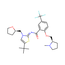 CN1CCC[C@@H]1COc1ccc(C(F)(F)F)cc1C(=O)/N=c1\sc(C(C)(C)C)cn1C[C@H]1CCCO1 ZINC000168437340