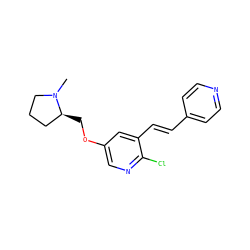 CN1CCC[C@@H]1COc1cnc(Cl)c(/C=C/c2ccncc2)c1 ZINC000000022308