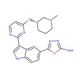 CN1CCC[C@H](Oc2ccnc(-c3c[nH]c4ccc(-c5nnc(N)o5)cc34)n2)C1 ZINC000145440503