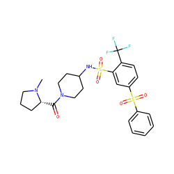 CN1CCC[C@H]1C(=O)N1CCC(NS(=O)(=O)c2cc(S(=O)(=O)c3ccccc3)ccc2C(F)(F)F)CC1 ZINC000049881932