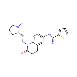 CN1CCC[C@H]1CCN1C(=O)CCc2cc(NC(=N)c3cccs3)ccc21 ZINC000072315522