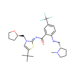 CN1CCC[C@H]1CNc1ccc(C(F)(F)F)cc1C(=O)/N=c1\sc(C(C)(C)C)cn1C[C@H]1CCCO1 ZINC000140950222