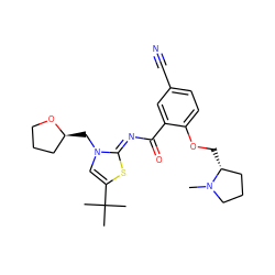 CN1CCC[C@H]1COc1ccc(C#N)cc1C(=O)/N=c1\sc(C(C)(C)C)cn1C[C@H]1CCCO1 ZINC000168459790