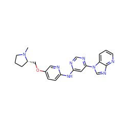 CN1CCC[C@H]1COc1ccc(Nc2cc(-n3cnc4ncccc43)ncn2)nc1 ZINC001772584969