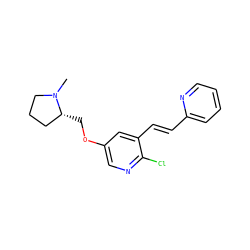 CN1CCC[C@H]1COc1cnc(Cl)c(/C=C/c2ccccn2)c1 ZINC000013474393