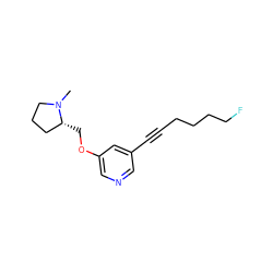 CN1CCC[C@H]1COc1cncc(C#CCCCCF)c1 ZINC000013611494