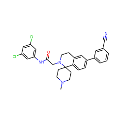 CN1CCC2(CC1)c1ccc(-c3cccc(C#N)c3)cc1CCN2CC(=O)Nc1cc(Cl)cc(Cl)c1 ZINC000036351636