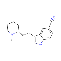 CN1CCCC[C@@H]1CCc1c[nH]c2ccc(C#N)cc12 ZINC000045374958