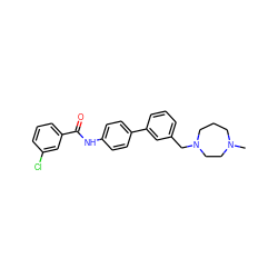 CN1CCCN(Cc2cccc(-c3ccc(NC(=O)c4cccc(Cl)c4)cc3)c2)CC1 ZINC000045169032