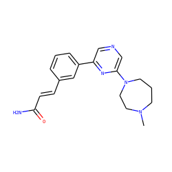 CN1CCCN(c2cncc(-c3cccc(/C=C/C(N)=O)c3)n2)CC1 ZINC000040954818