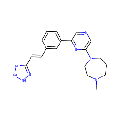 CN1CCCN(c2cncc(-c3cccc(/C=C/C4=NNNN4)c3)n2)CC1 ZINC000040431051