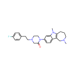 CN1CCCc2c(c3ccc(N4CCN(CCc5ccc(F)cc5)CC4=O)cc3n2C)C1 ZINC000115014888